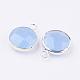Silver Color Plated Brass Glass Flat Round Charms GLAA-M003-A-18S-2