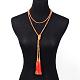 Adjustable Glass Beaded Lariat Necklaces NJEW-E077-A05-4