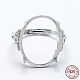 Componenti per anello da dito in argento sterling placcato rodio STER-G027-06P-1
