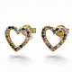 Brass Micro Pave Cubic Zirconia(Random Mixed Color) Ear Studs EJEW-S201-88-1