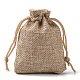 ポリエステル模造黄麻布包装袋巾着袋  クリスマスのために  結婚式のパーティーとdiyクラフトパッキング  ダークカーキ  9x7cm ABAG-R005-9x7-01-4