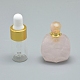 ナチュラルローズクォーツ開閉式香水瓶ペンダント  真鍮のパーツとガラスのエッセンシャルオイルのボトル  39~50x26~29x16~21mm  穴：1.2mm  ガラス瓶容量：3ml（0.101液量オンス）  宝石の容量：1ml（0.03液量オンス） G-E556-20I-1