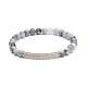Bracelet extensible en perles d'oeil de faucon naturelles rondes pour fille femme BJEW-JB07151-01-1