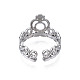 304 Stainless Steel Heart Crown Open Cuff Ring for Women RJEW-S405-259P-3