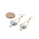Boucles d'oreilles en perles naturelles et gouttes de verre avec fleur EJEW-TA00222-01-2