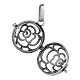 Brass Hollow Round with Rose Cage Pendants KK-E662-20AS-NR-2