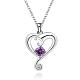 Silver Plated Brass Cubic Zirconia Heart Pendant Necklaces NJEW-BB10220-A-1