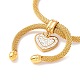 Bracelet coulissant à breloques en forme de cœur avec strass en cristal et chaîne à mailles rondes pour femme BJEW-C013-08G-3