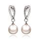 Pendientes colgantes de perlas de imitación de rhinestone de aleación de estaño redondos y corazón chapado en platino real EJEW-BB09656-P-1