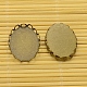 Anciennes supports laiton bronze pour cabochon et cabochons en verre ovales claires et transparentes pour la fabrication de bijoux bricolage KK-MSMC015-13-5