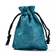 ポリエステル模造黄麻布包装袋巾着袋  クリスマスのために  結婚式のパーティーとdiyクラフトパッキング  ダークシアン  9x7cm ABAG-TD001-9x7-17-3