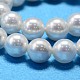 Colore ab placcato conchiglia perle fili di perline rotondo X-BSHE-L011-8mm-C001-4