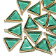 ガラスチャーム  ゴールデントーン真鍮パーツ  多面カット  三角形  ダークシアン  21.5x18x4.5mm  穴：1.5~2mm GLAA-Q068-20A-01-1