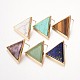 Triangle Brass Natural & Synthetic Mixed Stone Stud Earrings EJEW-O072-01-2