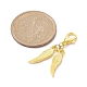 合金の翼ペンダント装飾  合金製カニカン付き  ゴールドカラー  35mm  10個/セット HJEW-JM01309-01-3