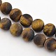 Frosted Round Natural Tiger Eye Beads Strands G-E302-106-12mm-1
