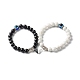 Magnetic Heart Clasps Stretch Bracelets Set for Lover Couples BJEW-JB06772-1