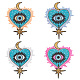 Ahadermaker 4 pièces 4 couleurs coeur avec mauvais œil & lune & étoile motif tissu informatisé broderie fer sur/coudre sur patchs PATC-GA0001-06-1