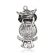 Halloween Owl Antique Silver Plated Alloy Synthetic Turquoise Big Pendants PALLOY-J327A-01AS-2