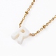 Natural Shell Initial Pendant Necklaces NJEW-JN03298-3