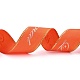 ポリエステルグログランリボン  エッジゴールデンホットスタンピング  ワード模様  工芸品のギフト包装用  diyの弓の花束の装飾  オレンジ  1インチ（25mm）  約25ヤード/ロール（22.86メートル/ロール） OCOR-O010-A01-3