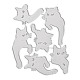 炭素鋼カッティングダイステンシル  DIYスクラップブッキング/フォトアルバム用  装飾的なエンボス印刷紙のカード  猫  マットプラチナカラー  11.3x8.7x0.08cm DIY-P011-19-1