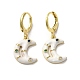 Crescent Moon Real 18K Gold Plated Brass Dangle Leverback Earrings EJEW-L268-031G-03-1