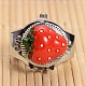 Strawberry Alloy Polymer Stretch Ring Watches RJEW-L053-04-1