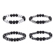 4 Stück 4-teiliges Set aus natürlichem Lavagestein und synthetischen Hämatit-Perlen-Stretch-Armbändern BJEW-JB08480-1