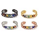 Bracelet manchette ouvert en perles rondes avec pierres précieuses mélangées naturelles BJEW-F459-01M-1