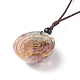 Collar con colgante de concha semicircular de piedras preciosas naturales mixtas NJEW-C031-03B-4