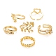 6Pcs 6 Styles Adjustable Brass Micro Pave Clear Cubic Zirconia Cuff Rings RJEW-LS0001-20G-4