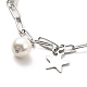 Ccb perle et 304 bracelet à breloques en acier inoxydable avec chaînes de trombones pour femme BJEW-C025-05P-3
