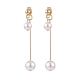 Boucles d'oreilles pendantes à double coquillage et perle EJEW-TA00070-1