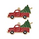 クリスマステーマラックメッキ合金エナメルペンダント  クリスマスツリーのチャームが付いたライトゴールドトーンのトラック  レッド  21.5x35.5x1.5mm  穴：1.7mm X-PALLOY-O109-16LG-2