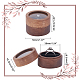 FINGERINSPIRE Walnut Wooden Ring Box (Coffee 5x3.6cm) Round Walnut Ring Organizer with Clear Window Jewelry Ring Box with Two Slots Black Velvet for Proposal CON-WH0072-88-2