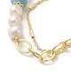 Natural Aquamarine & Pearl Beaded Bracelets BJEW-C051-49G-2