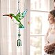 Benecreat grünes Kolibri-Windspiel tragbares Eisen-Vogel-Windspiel mit Glocke für Zuhause HJEW-WH0028-21-5