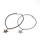 Star Couples Leather Pendant Necklaces for Valentin's Day NJEW-P127-018-4