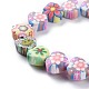 Handmade Flower Printed Polymer Clay Beads Strands CLAY-M003-04-3