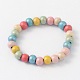 Cadeau de fête des enfants bracelets extensibles pour enfants en bois teinté perlé BJEW-JB02015-1