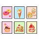 Superdant アイスクリームキャンバス絵画ケーキ非フレームキャンバスプリントデザートポスターキャンディー壁アート装飾女の子寝室の壁の装飾現代アートピンクポスターキッズルームケーキショップ装飾 6 ピース/セット AJEW-WH0173-142-1