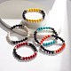 Round Synthetic Turquoise(Dyed) Beaded Stretch Bracelet for Women BJEW-JB07531-2