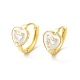 Эмалевые серьги-кольца в форме сердца с прозрачными фианитами EJEW-E270-03G-2