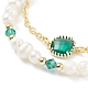 Bracciale multifilo con perle naturali e perline di vetro con catenelle in ottone da donna BJEW-TA00077-02-4