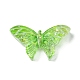 スプレー塗装樹脂デコデンカボション  スパンコール/グリッタースパンコール付き  蝶  芝生の緑  20.5x36x8mm RESI-C045-07B-1