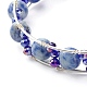 Manschettenarmband aus natürlichen Jaspisperlen mit blauem Fleck BJEW-TA00023-04-4