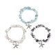 Ensemble de bracelets extensibles en perles de pierres précieuses mélangées naturelles BJEW-TA00361-1