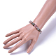 Natural Labradorite & Strawberry Quartz Chip Stretch Bracelets BJEW-JB04490-01-3