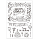 GLOBLELAND Happy Birthday Frame Clear Stamps Banner Cake Gifts Balloons Silicone Clear Stamp Seals for Cards Making DIY Scrapbooking Photo Journal Album Decor Craft DIY-WH0167-56-619-8